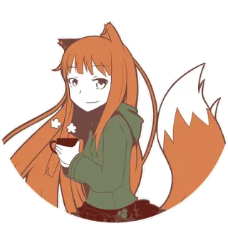 ☕ 4d217587 Gadis anime, Rubah, Antropomorfik, Lucu, Ilustrasi, Seni digital telegram sticker
