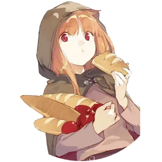 🍞 a8c3a278 Holo Spice and Wolf Anime, Karakter, Holo, Spice and Wolf, Roti, Makanan telegram sticker