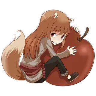 🍎 f0b64f80 Holo Spice and Wolf Anime, Rubah, Serigala, Gadis, Apel, Karakter telegram sticker