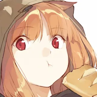 😋 19c25e2e Holo Spice and Wolf 动漫, 赫萝, 狼与香辛料, 狼少女, 食物, 面包 telegram sticker