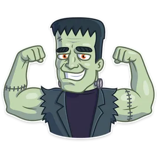 💪 5f6c52be Frankenstein's monster モンスター, ハロウィン, フランケンシュタイン, 漫画, キャラクター telegram sticker