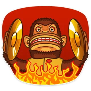 😡 a3248780 猿, シンバル, 動物, 火, 漫画 telegram sticker