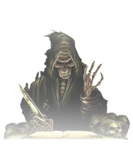 😕 f49aa32c Grim Reaper Parca, muerte, esqueleto, escritura, oscuro, ominoso telegram sticker