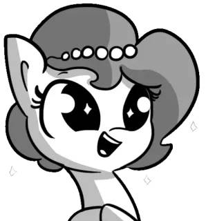 ➿ 1d7aba89 Pony, Cartoon, Schattig, Glimlach, Glitter, Zwart-wit whatsapp sticker