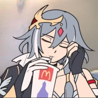 😌 3bf376e8 애니메이션, 여자, 맥도날드, 음료, 캐릭터 telegram sticker