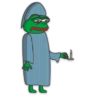 😐 040bac30 Pepe the Frog Pepe la Rana, Meme, Vela, Gorro de dormir, Pijama telegram sticker