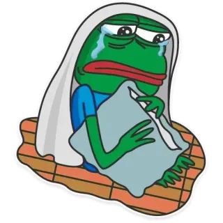 😢 14e8113f Pepe the Frog rana, triste, llorando, meme, Pepe, meme de internet, angustiado telegram sticker