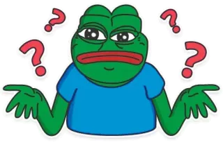 ⁉ 2f1e61b4 Pepe the Frog Pepe la rana, Meme, Pregunta, Confundido, Meme de internet, Rana telegram sticker