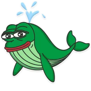 💦 74449aec Pepe the Frog Pepe, rana, ballena, animal, meme, meme de internet, dibujo animado telegram sticker