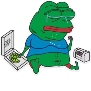 😢 9d83c36f Pepe the Frog APAPE'S PIZZA PIES pepe, rana, triste, pizza, donas, llorando telegram sticker