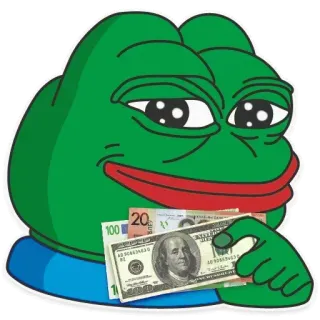 💵 c4973c74 Pepe the Frog Meme, Pepe, Rana, Dinero, Efectivo, Cultura de internet telegram sticker