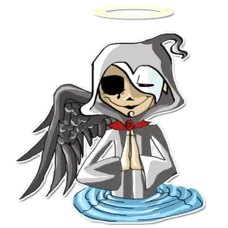 😇 9a2a4946 angel, wings, halo, mask, hooded figure, cartoon, character whatsapp sticker