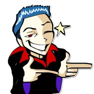 👍 ca217108 anime, character, illustration, wink, pointing, cartoon whatsapp sticker