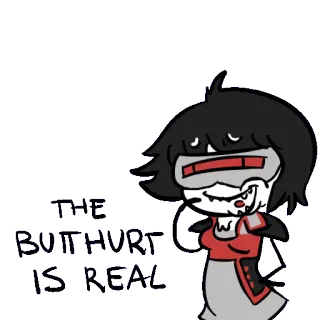 🍒 717e008b THE BUTTHURT IS REAL 卡通, 表情, 受伤, 疼痛, 梗, 短语 telegram sticker