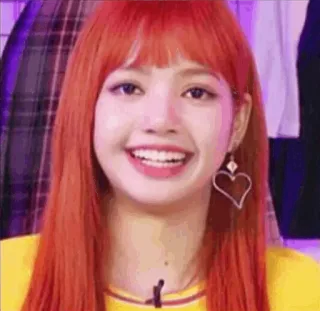 🍊 1dabafee Lisa wanita, orang, tersenyum, anting hati, selebriti, k-pop telegram sticker