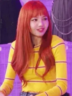 🍊 b76e8a60 Lisa wanita, Kpop, Idol, Lisa, penyanyi, rambut merah telegram sticker