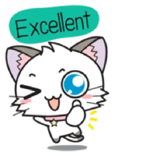 👍 783a5a30 Excellent แมว, ยอดเยี่ยม, คาวาอิ, น่ารัก, อนิเมะ, ถูกใจ telegram sticker