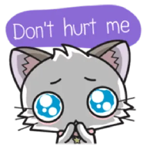 🙂 dea053fc Don't hurt me แมว, เศร้า, อ้อนวอน, อนิเมะ, สติกเกอร์, การ์ตูน telegram sticker