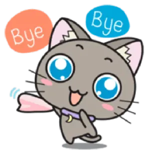 👋 f7c9bf9c Bye Bye แมว, โบกมือ, น่ารัก, การ์ตูน, ลา, เป็นมิตร telegram sticker