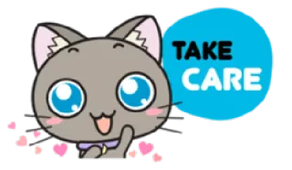 💕 f7e1991f TAKE CARE แมว, ดูแลตัวเอง, น่ารัก, อนิเมชั่น, หัวใจ, ทักทาย telegram sticker