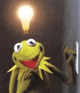😯 050ec897 Kermit Kermit o Sapo, Ideia, Lâmpada, Inovação, Pensamento, Inspiração telegram sticker