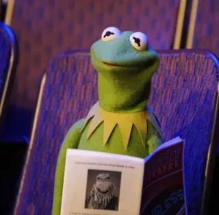 😐 61ea1d37 Kermit THEATER Kermit, o Sapo, Muppets, Teatro, Leitura, Fantoche, Verde, Livro telegram sticker
