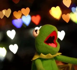 😍 715b1bec Kermit Kermit, o Sapo, Muppet, Corações, Verde, Fantoche telegram sticker