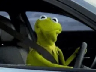 😐 95cec4b2 Kermit Kermit o Sapo, dirigindo, carro, meme, marionete, Muppet telegram sticker