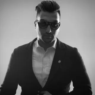 ⛓ aaa01dbf pria, kacamata hitam, setelan, mode, potret, gaya telegram sticker