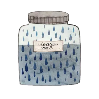 🔮 41e0a6c2 tears no.3 слезы, банка, грусть, плач, эмоции, акварель, иллюстрация telegram sticker