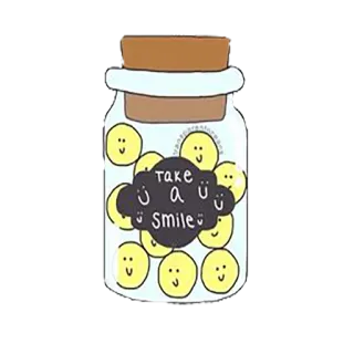 🔮 6d8bee89 take a smile улыбка, банка, милый, счастливый, желтый, позитивный telegram sticker