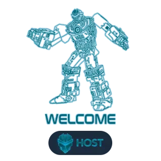 🙏 6db9f0e2 WELCOME HOST หุ่นยนต์, ยินดีต้อนรับ, โฮสต์, ล้ำสมัย, เทคโนโลยี telegram sticker