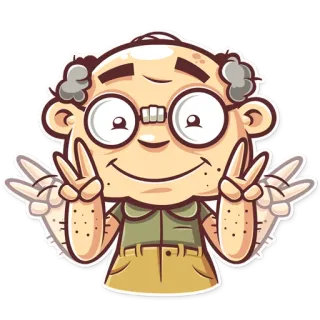 ✌ cb700d73 мультфильм, персонаж, знак мира, иллюстрация, стикер whatsapp sticker