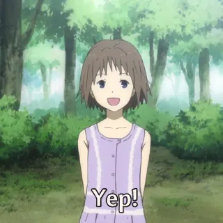 🥰 1b8d6629 Yep! anime, girl, happy, yep whatsapp sticker