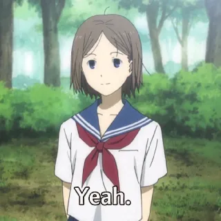 ☺️ 24ff2495 Yeah. anime, girl, school uniform, yeah, nodding whatsapp sticker