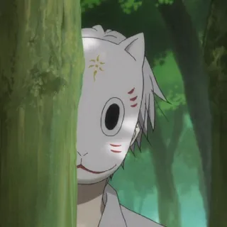 😶 5cf129d0 anime, mask, fox mask, anime boy whatsapp sticker