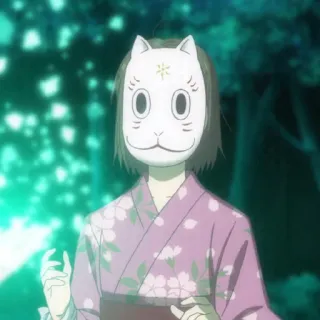 🙃 5f924710 anime, mask, kimono, female, japanese, cat mask whatsapp sticker