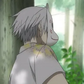 👺 727e77cd anime, fox mask, white hair, character, cartoon, manga whatsapp sticker