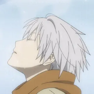 😋 a46e21b7 anime, character, white hair, sad, winter whatsapp sticker