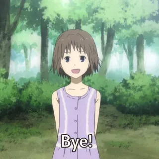✋ d9513c04 Bye! anime, girl, waving, farewell, goodbye, child whatsapp sticker