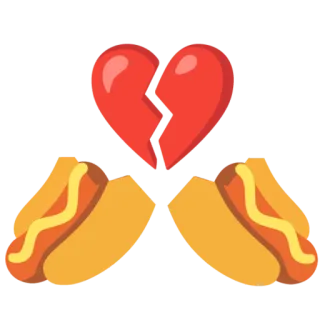 💔 038a7a3b hot dog, broken heart, emoji, food, love, sad whatsapp sticker