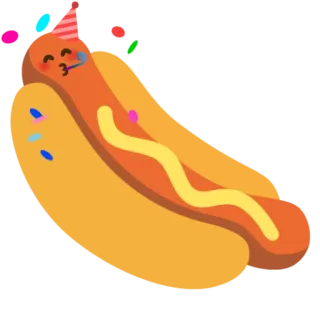 🥳 f3bfee31 hotdog, party, food, celebration, cartoon whatsapp sticker
