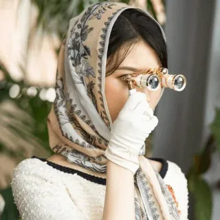 🌙 a57a5853 woman, binoculars, opera glasses, fashion, elegant, vintage, style telegram sticker