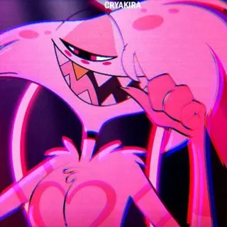 💝 ddbd6c85 Angel Dust Hazbin Hotel Hoạt hình, Nhân vật, Khách sạn Hazbin, Angel Dust, Hồng, Anime telegram sticker