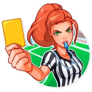 😠 1ca92c1f футбол, американский футбол, судья, женщина, жёлтая карточка telegram sticker