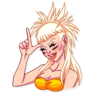 🤪 31434643 Мультфильм, Женщина, Жест, Блондинка, Панк telegram sticker