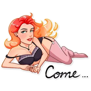 👙 7f6d16f1 Come... сексуальная, женщина, иди, приглашающая, нижнее белье telegram sticker