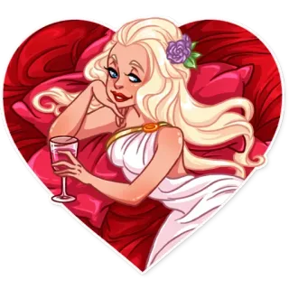 🍷 bfd5909e женщина, вино, сердце, красный, платье telegram sticker