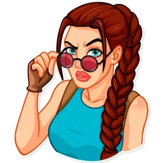 🤨 d0408e43 Lara Croft Tomb Raider лара крофт, tomb raider, видеоигра, авантюрист, очки, коса telegram sticker