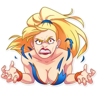 👿 f1c590cb злой, блондинка, женщина, расстроенная, мультфильм telegram sticker